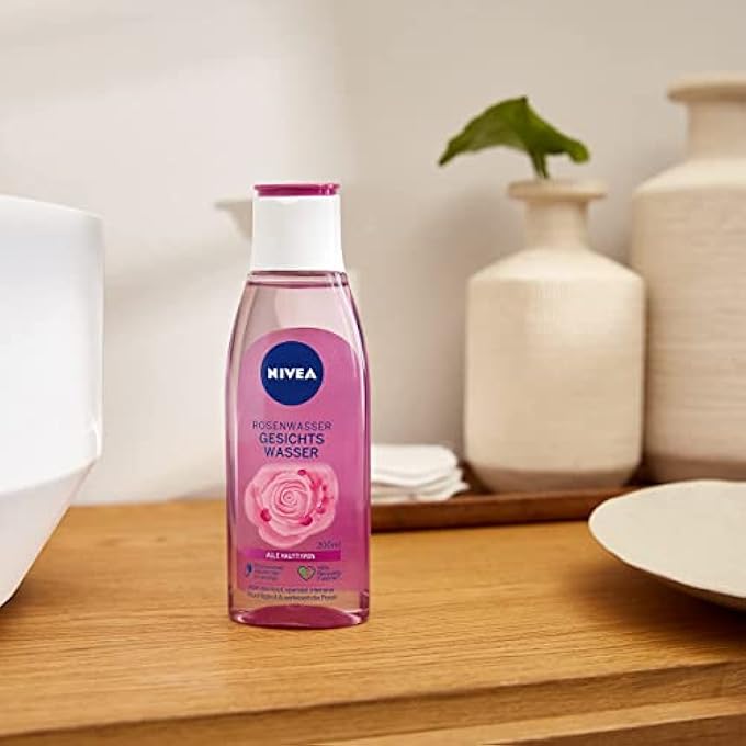 Nivea ROSE WATER FACIAL TONER (200 ML), REFRESHING FACIAL TONER WITH ROSE WATER OF NATURAL ORIGIN, CLARIFYING FACE CARE FOR ALL SKIN TYPES - Image 2